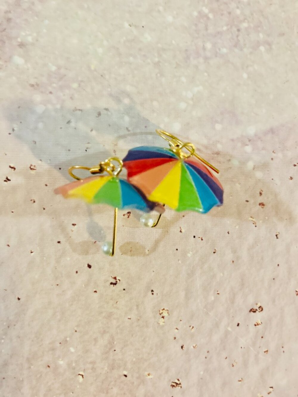 Rainbow umbrella earrings, pride earrings